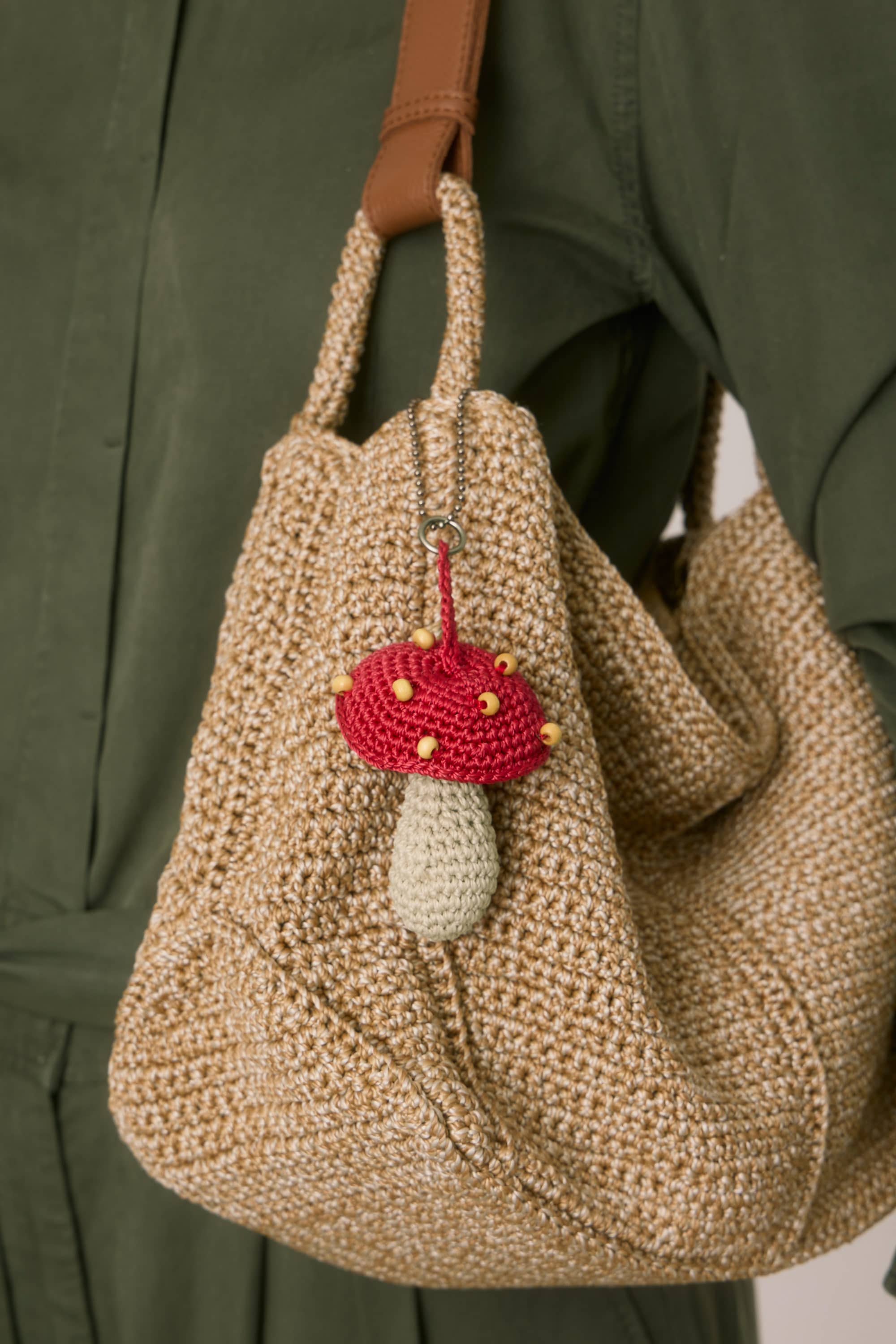 The Sak Yarnicharmz Hand Crochet Dangle - Food, Alternate, color, Mushroom