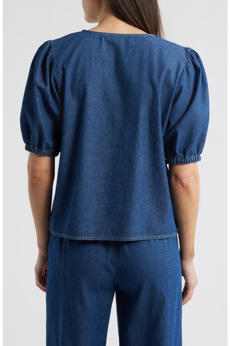 Puff Sleeve Denim Button-Up Shirt, Alternate, color, ARIES WASH