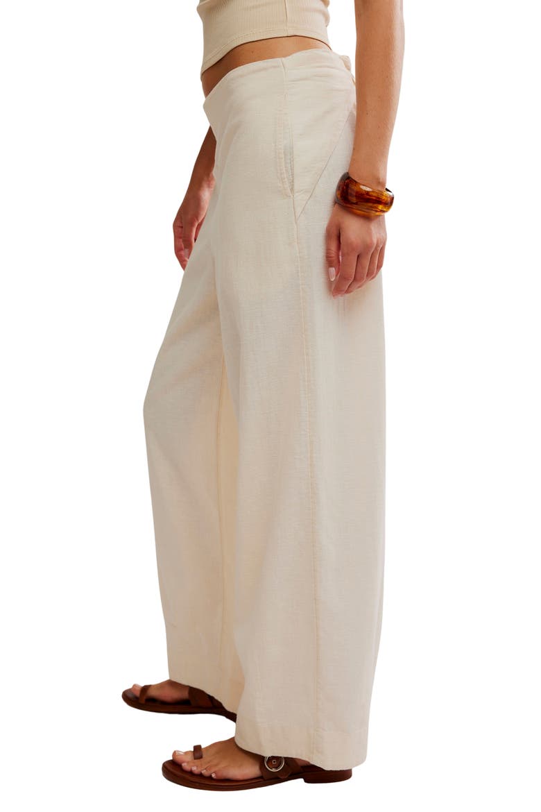 Demi Wide Leg Linen Blend Pants, Alternate, color, TEA COOKIE