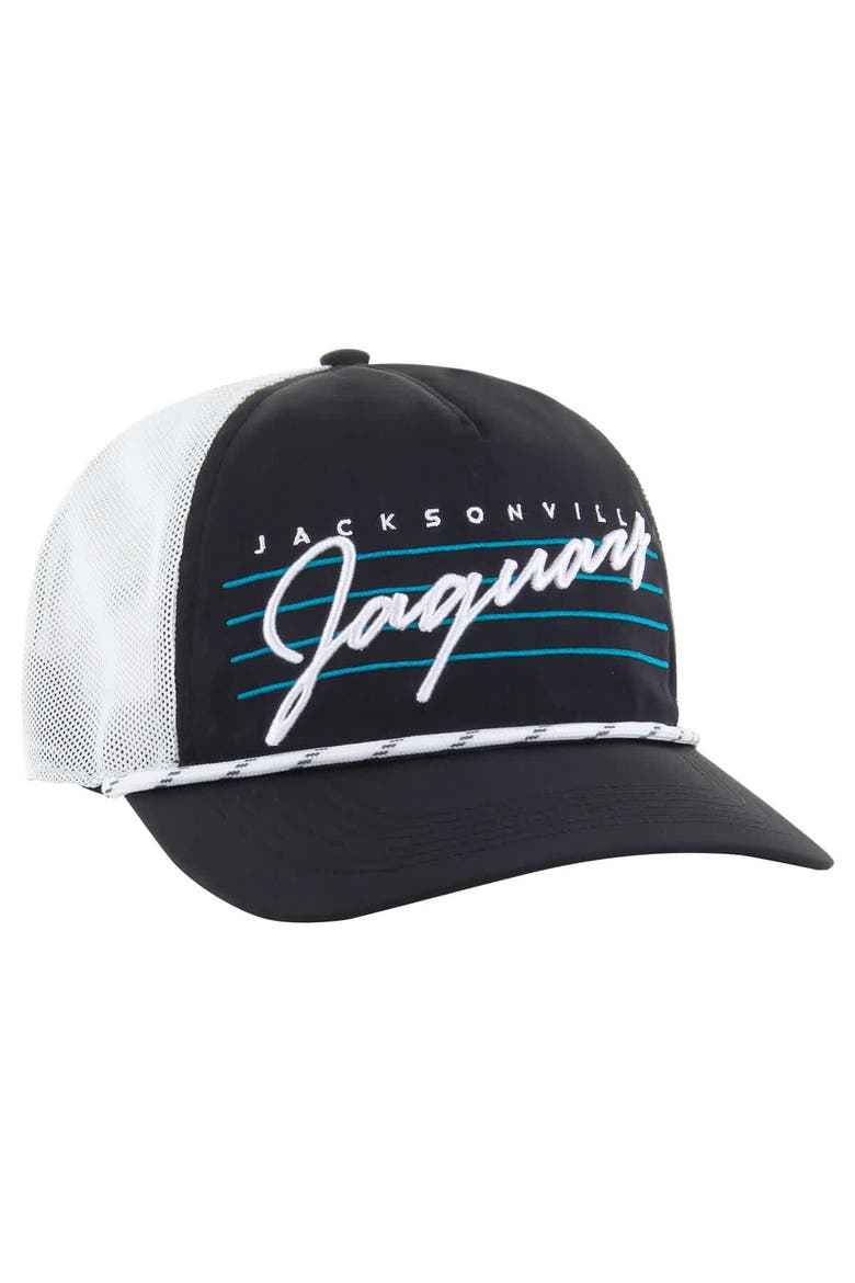 Men's '47 Black/White Jacksonville Jaguars Downburst Relaxed Hitch Trucker Adjustable Hat, Alternate, color, Black