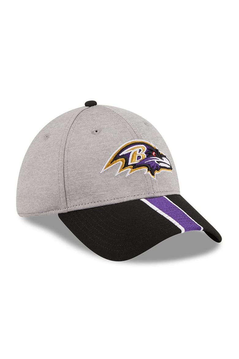 Men's New Era Heather Gray/Black Baltimore Ravens Striped 39THIRTY Flex Hat, Alternate, color, Heather Gray
