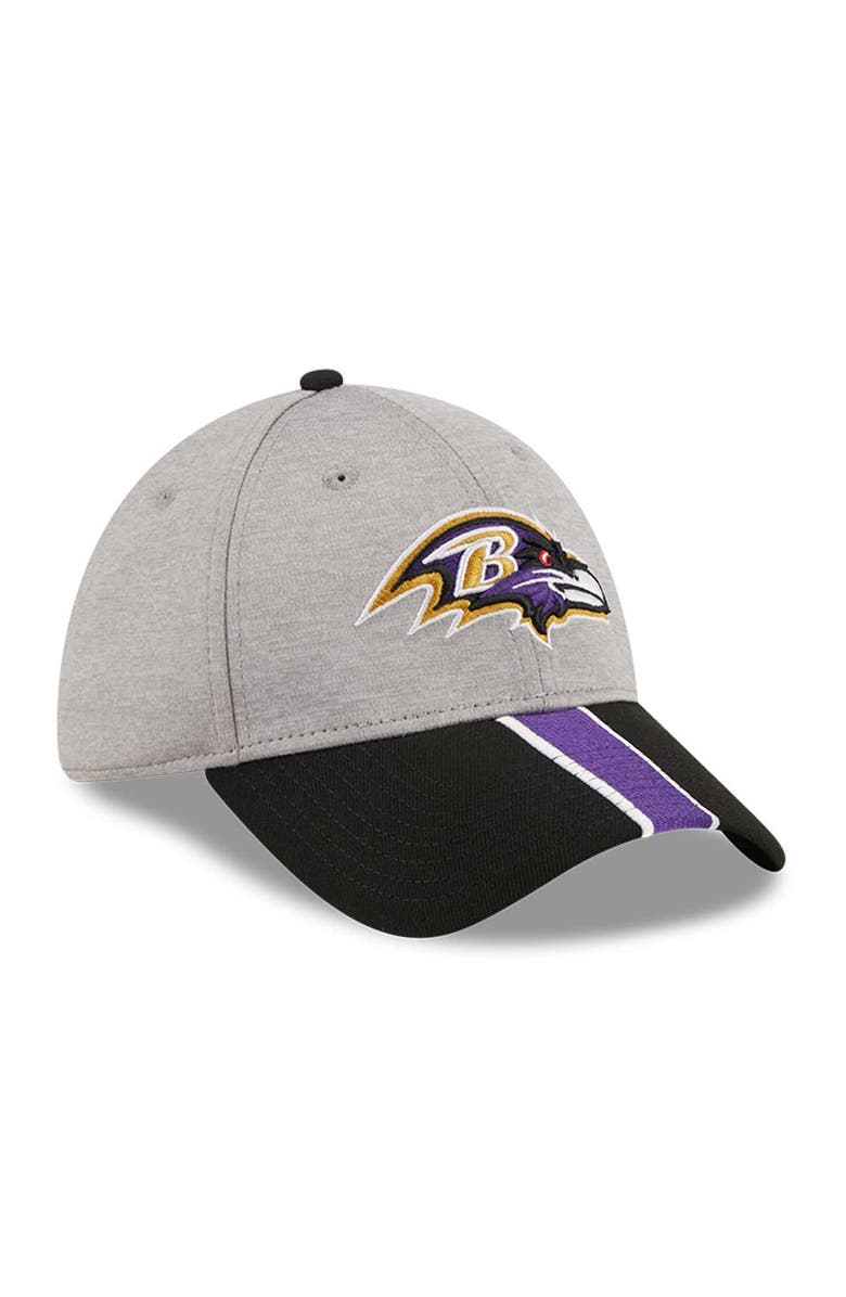 New Era Men's New Era Heather Gray/Black Baltimore Ravens Striped 39THIRTY Flex Hat, Alternate, color, 