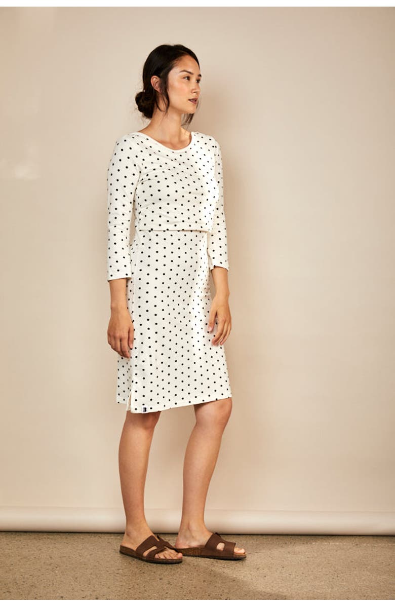 The Bshirt Nursing 3/4 Sleeve Dress, Alternate, color, Cream/Black Spots