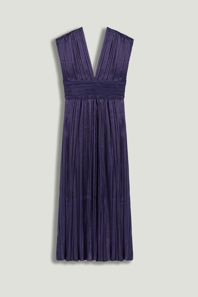 V-Neck Midi Sleeveless Dress, Alternate, color, Navy