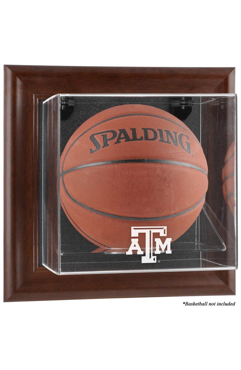 FANATICS AUTHENTIC Texas A&M Aggies Brown Framed Wall-Mountable Basketball Display Case, Main, color,