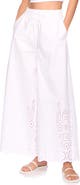 Susana Monaco Embroidered Cotton Eyelet Wide Leg Pants