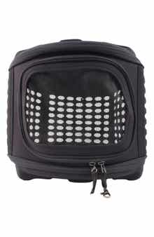 PET LIFE Circular Shelled Perforate Lightweight Collapsible Military Grade Transporter Pet Carrier