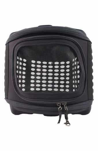 PET LIFE Circular Shelled Perforate Lightweight Collapsible Military Grade Transporter Pet Carrier