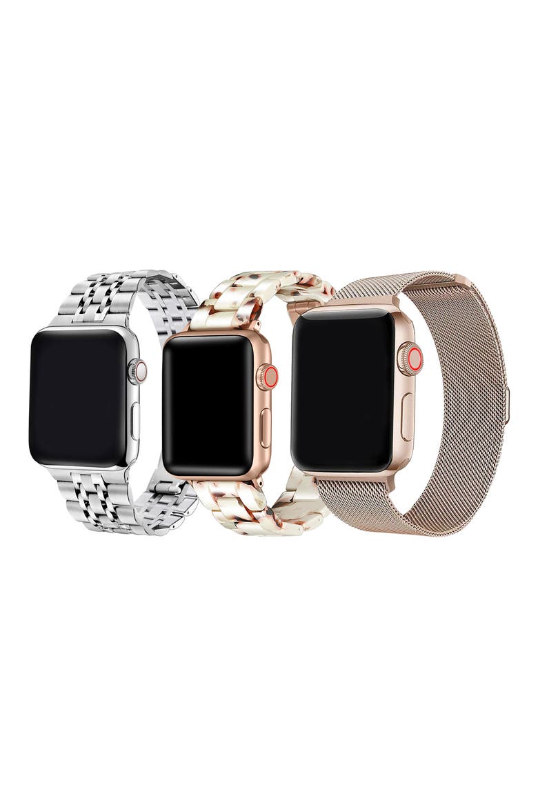 Assorted 3-Pack Apple Watch® Watchbands, Alternate, color, SILVER/ ROSE GOLD/ IVORY