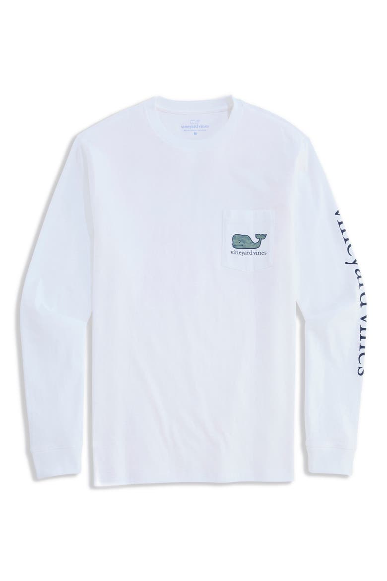 Camo Whale Fill Long Sleeve Pocket Graphic T-Shirt, Main, color, WHITE CAP