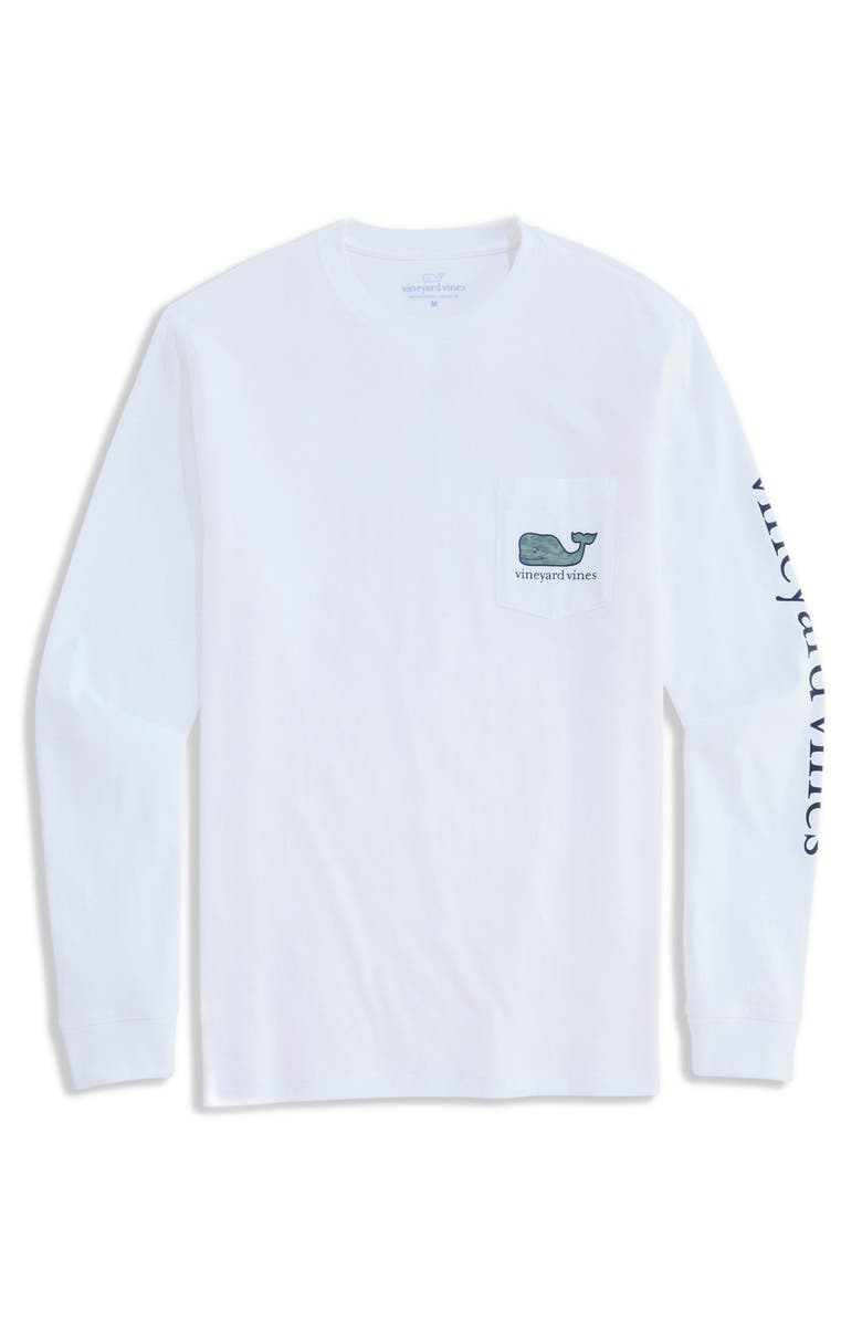 vineyard vines Camo Whale Fill Long Sleeve Pocket Graphic T-Shirt, Main, color, White Cap