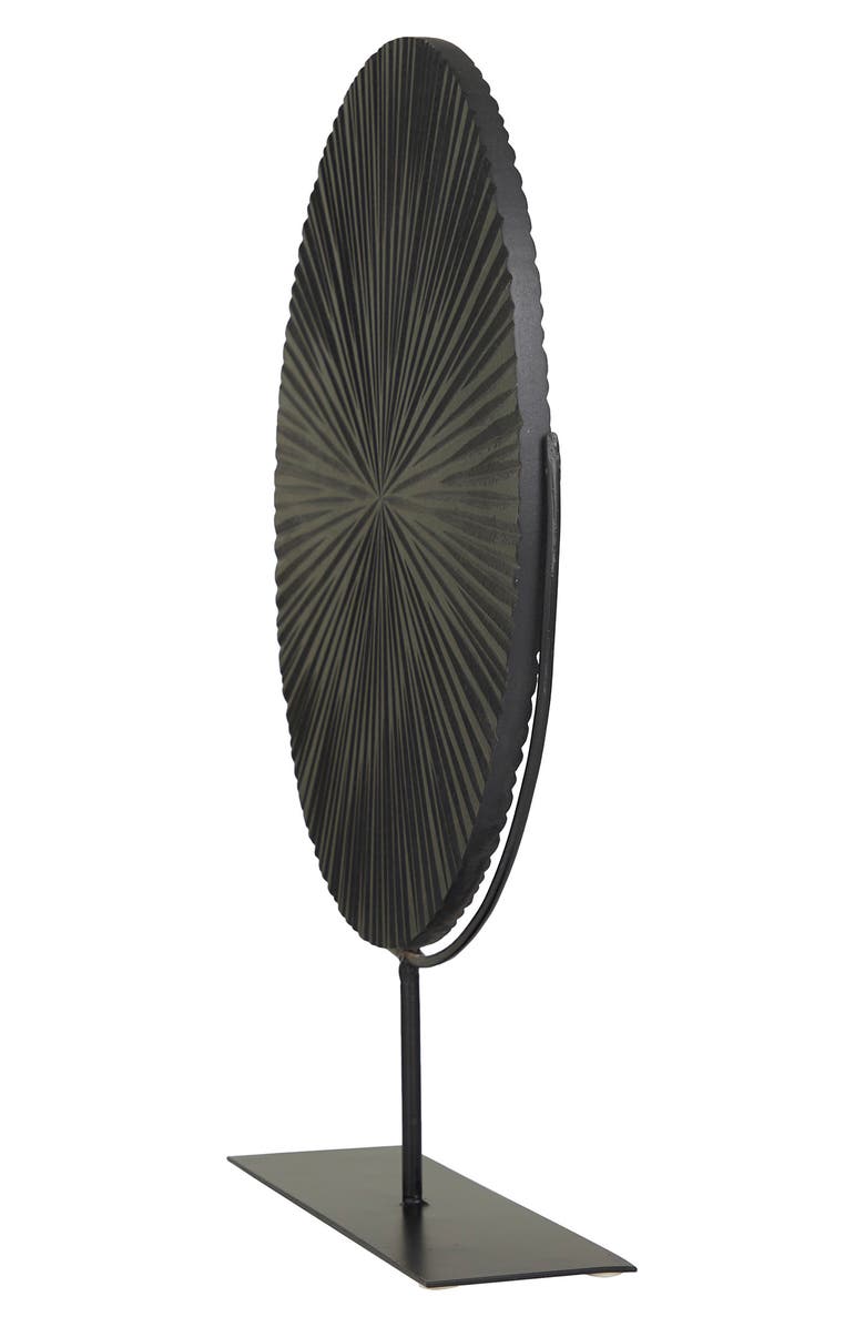 VIVIAN LUNE HOME Black Metal Carved Starburst Sculpture with Stand, Alternate, color, Black