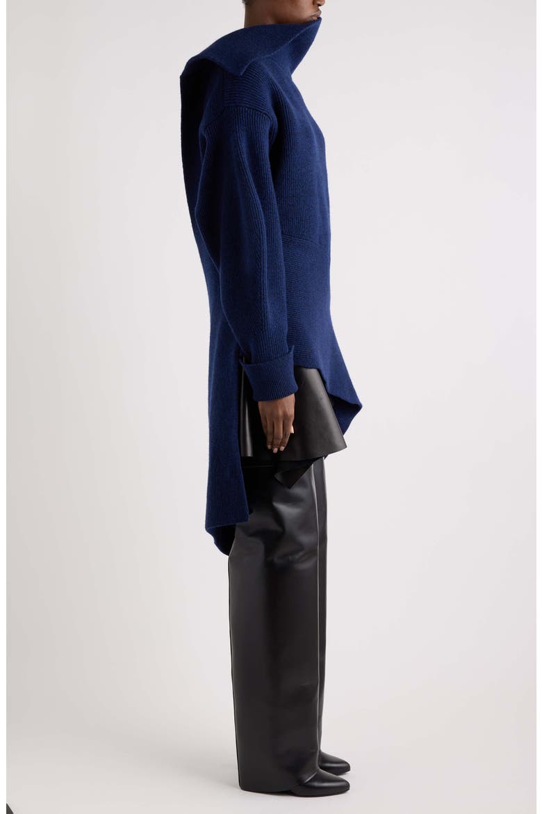Slashed High Neck Asymmetric Knit Dress, Alternate, color, COBALT BLUE