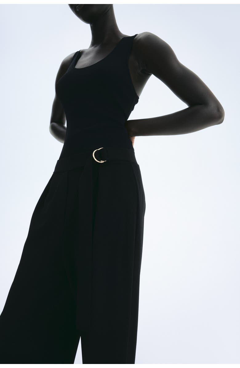 H&M Belted Trousers, Alternate, color, Black