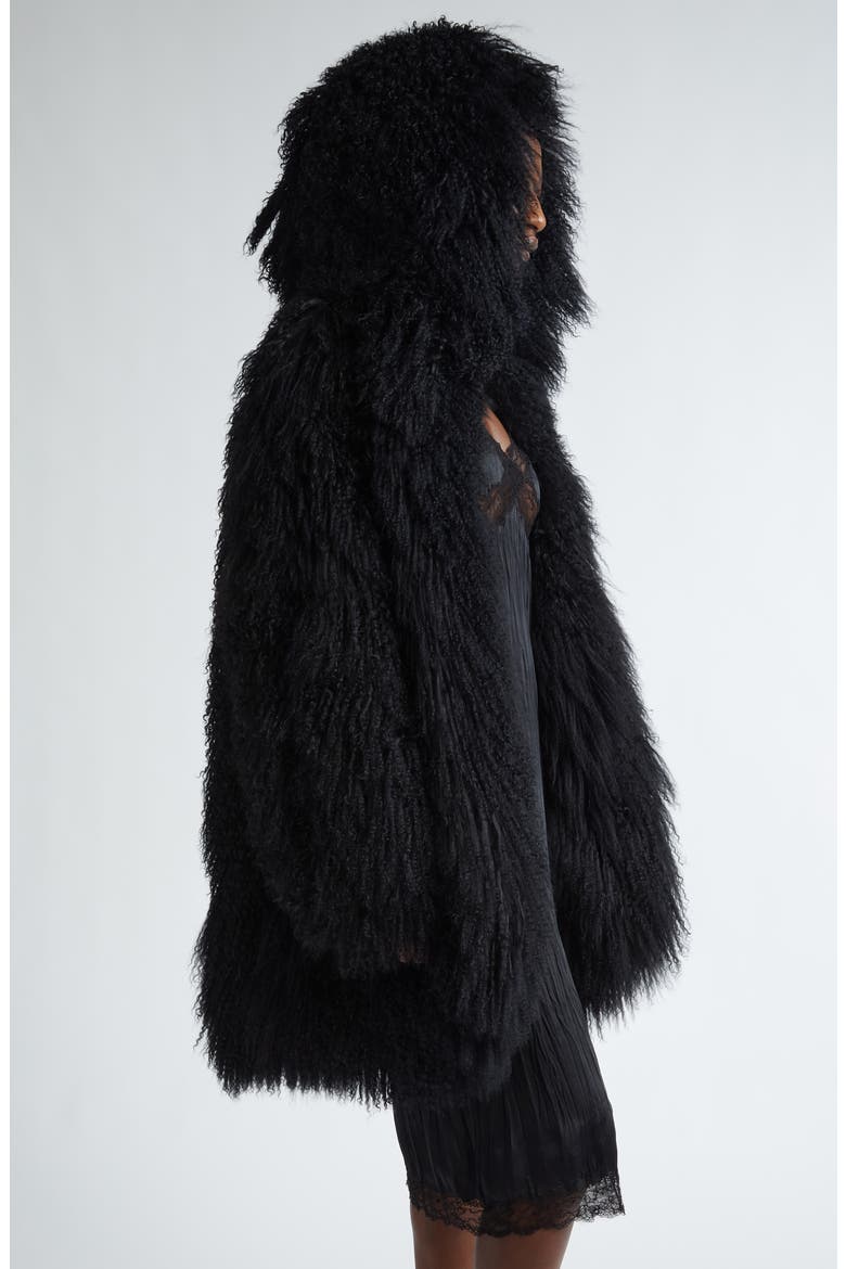 Genuine Shearling Clutch Coat, Alternate, color, BLACK