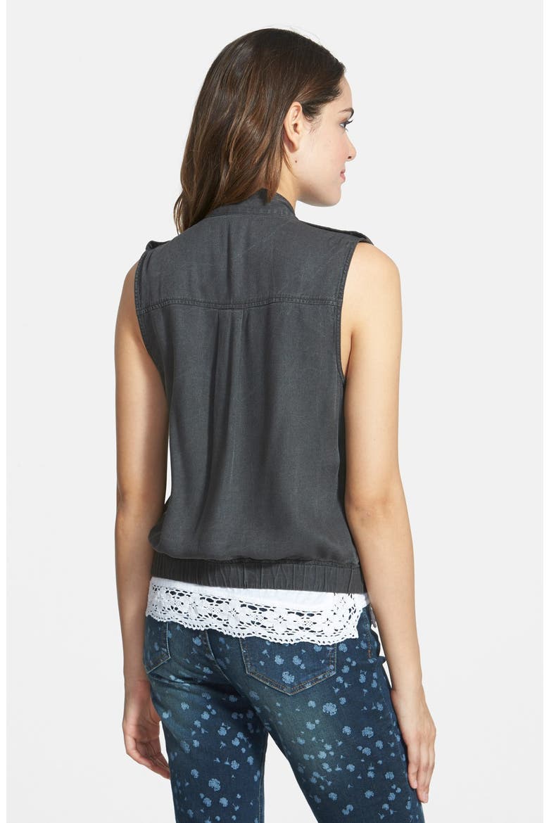 Drapey Denim Vest, Alternate, color, BLACK