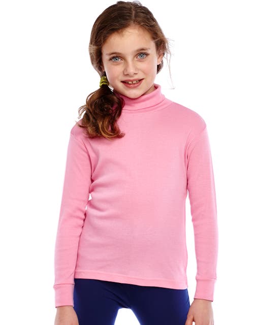 Leveret Kids Turtleneck, 100% Cotton, Solid Colors In Pink