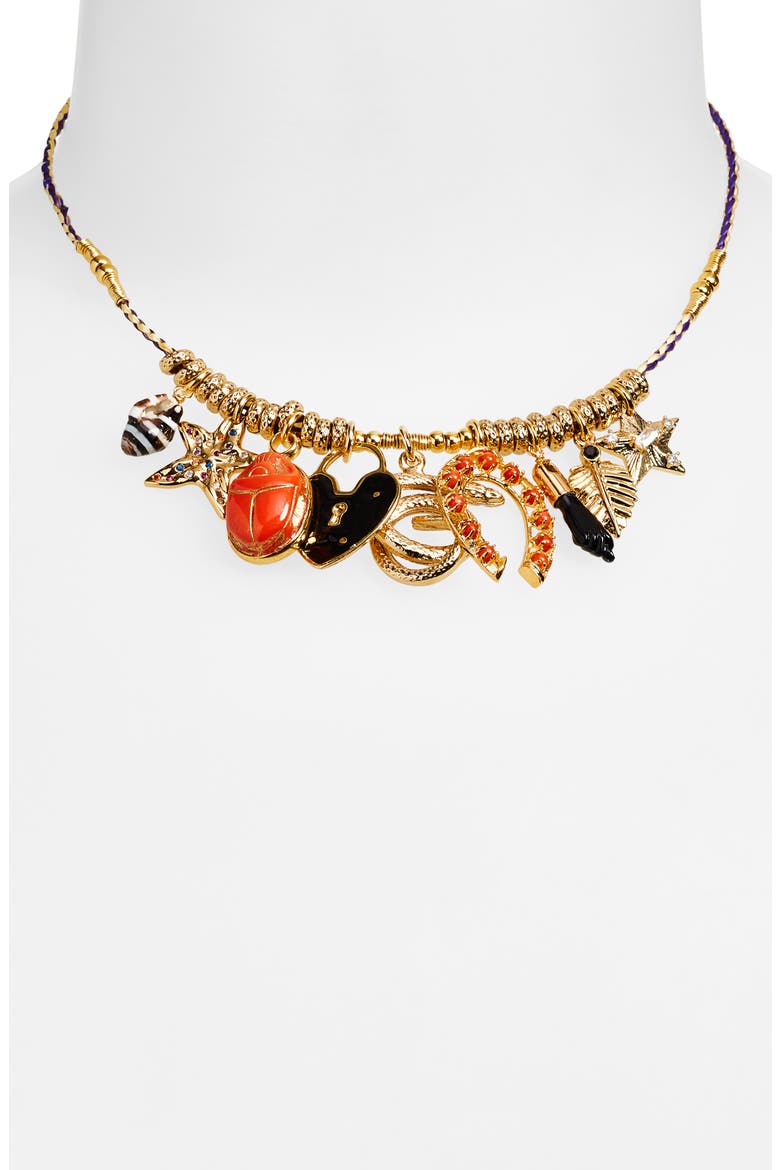 Bellagio Mixed Charm Choker Necklace, Alternate, color, BLACK