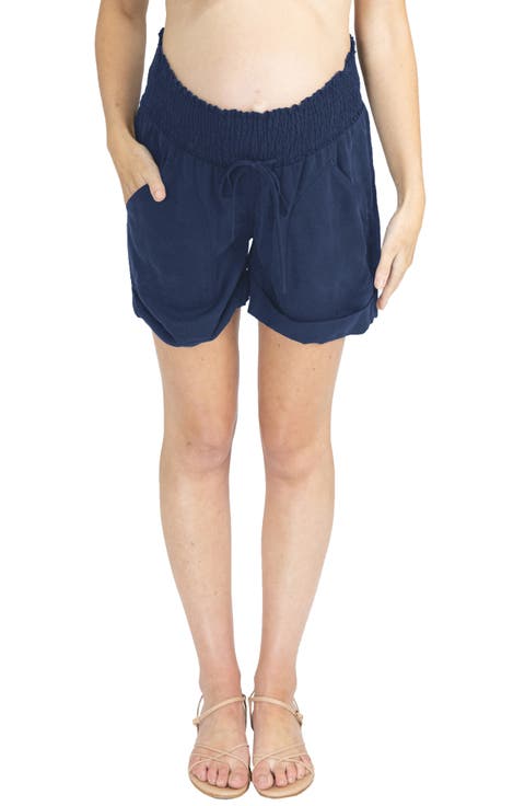 Smocked Waist Tencel® Maternity Shorts