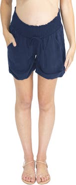 Angel Maternity Smocked Waist Tencel® Maternity Shorts
