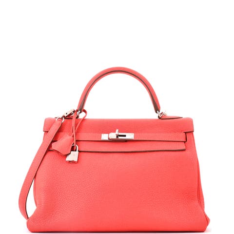 Kelly Handbag Pink Clemence with Palladium Hardware 32