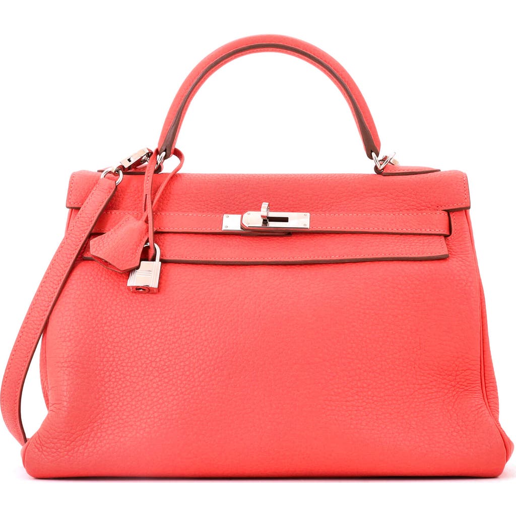 Pre-Owned Hermes Kelly Handbag Pink Clemence with Palladium Hardware 32 at Nordstrom, Size Medium