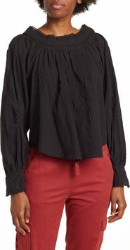 Forgotten Grace Embroidered Peasant Square Neck Top