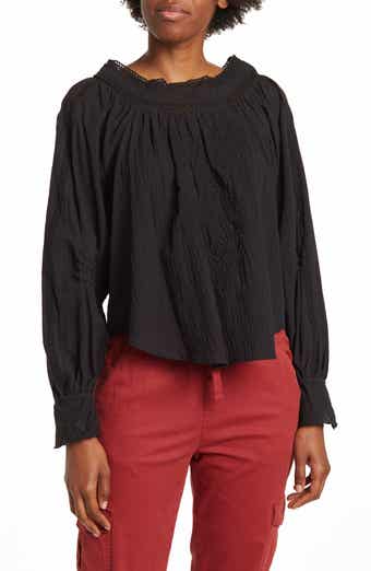 Embroidered Peasant Square Neck Top