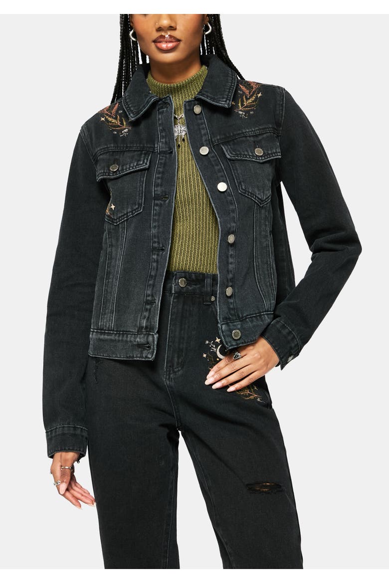 Abellona Embroidered Denim Jacket, Main, color, Black
