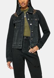 Disturbia Abellona Embroidered Denim Jacket