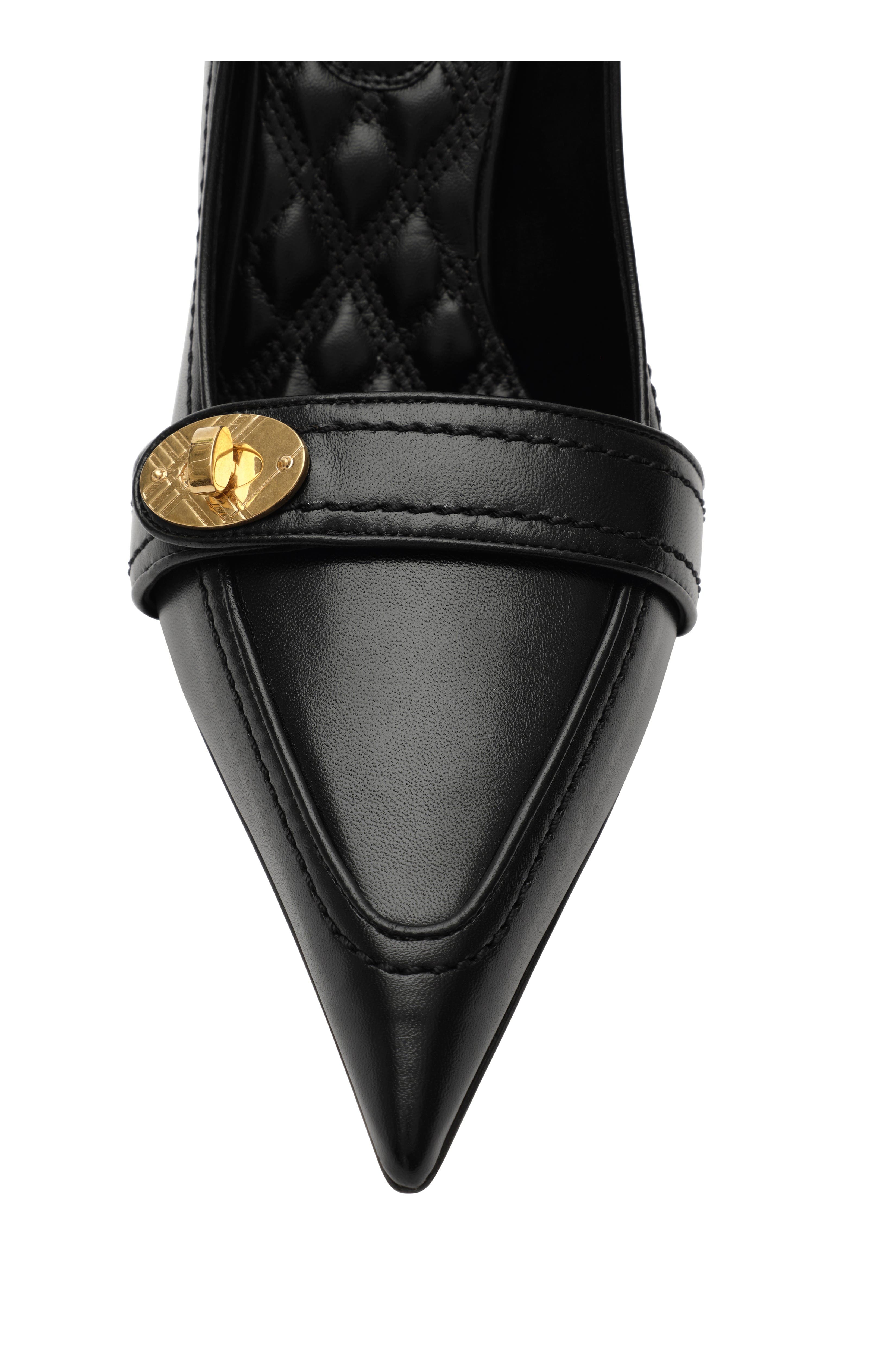 Burberry Leather Cotswolds High Pumps, Alternate, color, Black