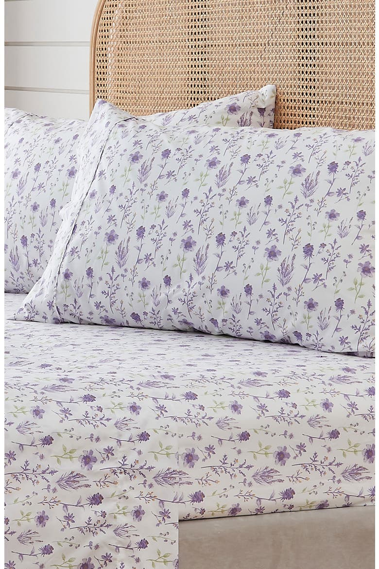 Floral Print Microfiber Sheet Set, Alternate, color, COLORFUL FLORAL - LAVENDER