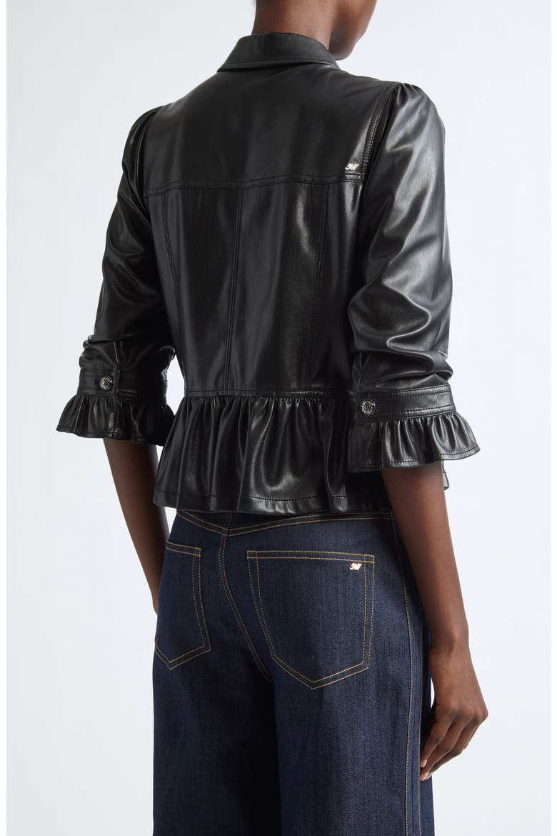 Delanie Faux Leather Peplum Jacket, Alternate, color, BLACK