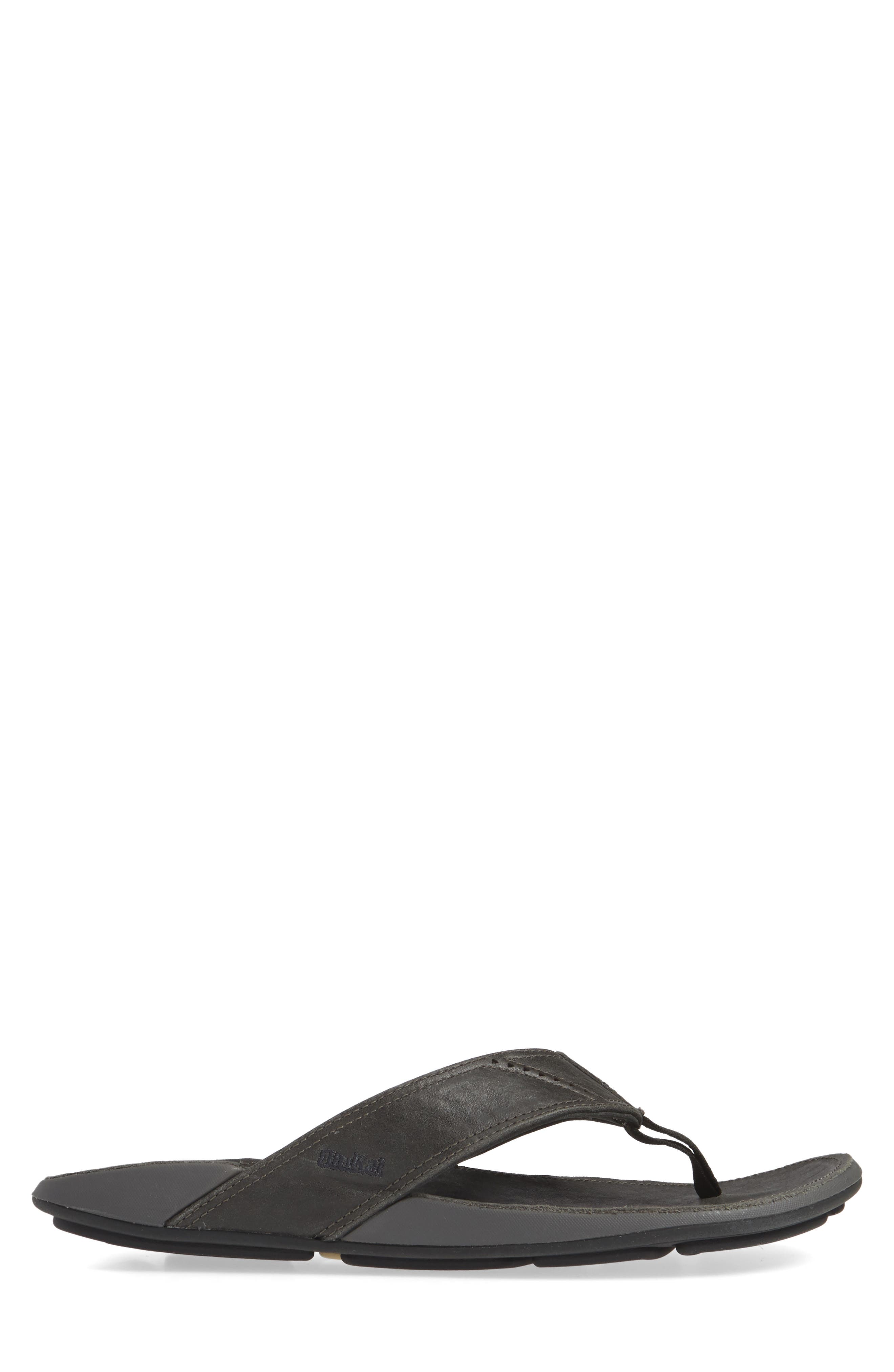 'Nui' Leather Flip Flop, Alternate, color, LAVA ROCK LEATHER