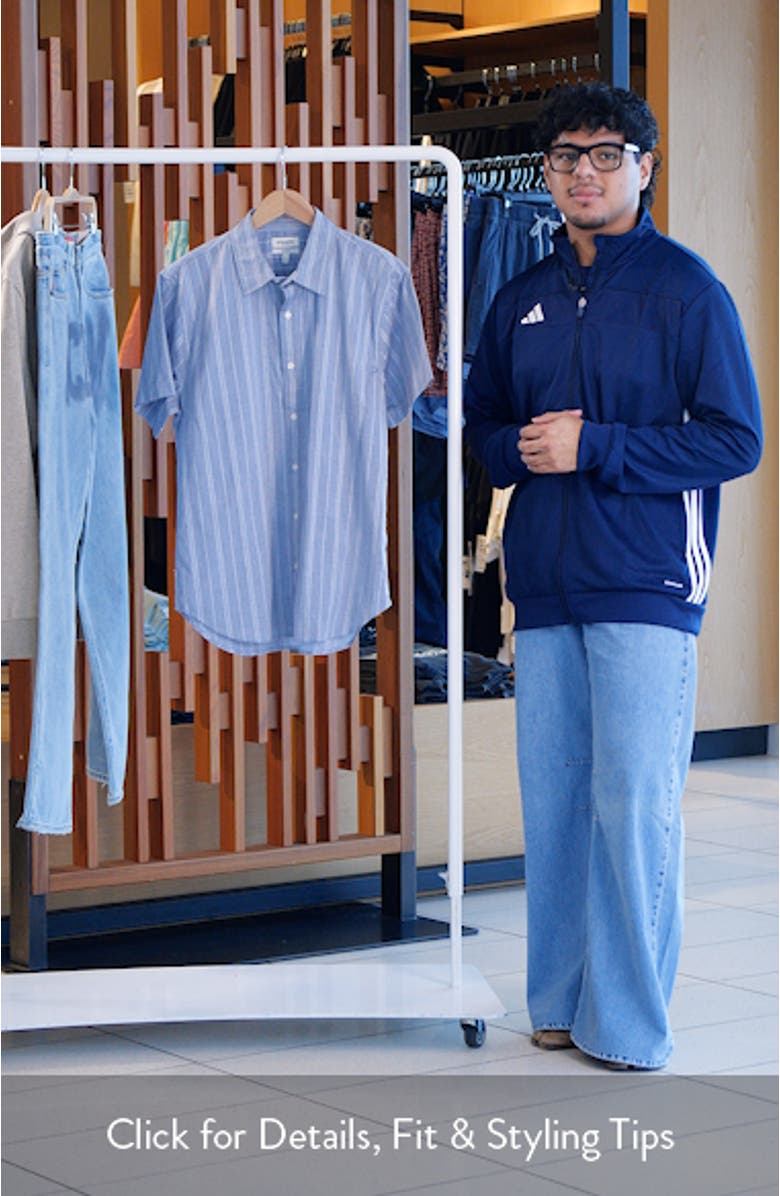 Riviera Slim Fit Stripe Short Sleeve Button-Up Shirt, sales video thumbnail