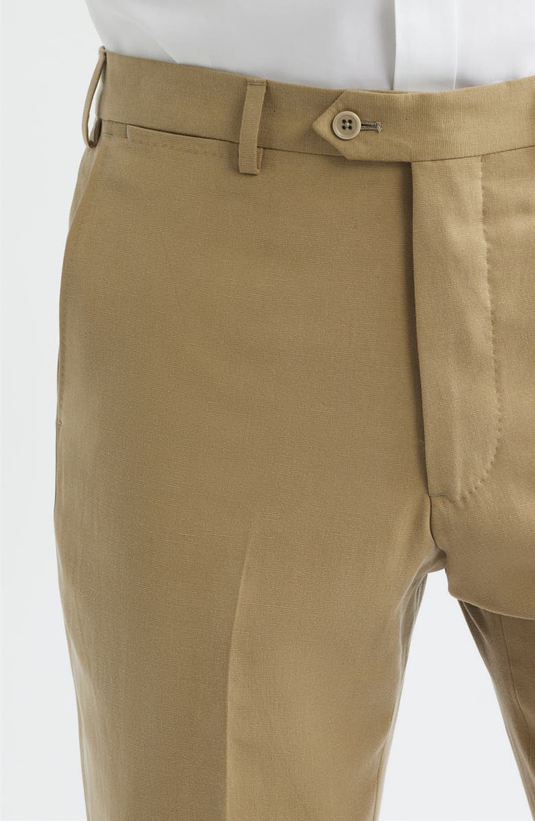 Emporio Armani Tan Flat Front Suit Pants, Alternate, color, Tan