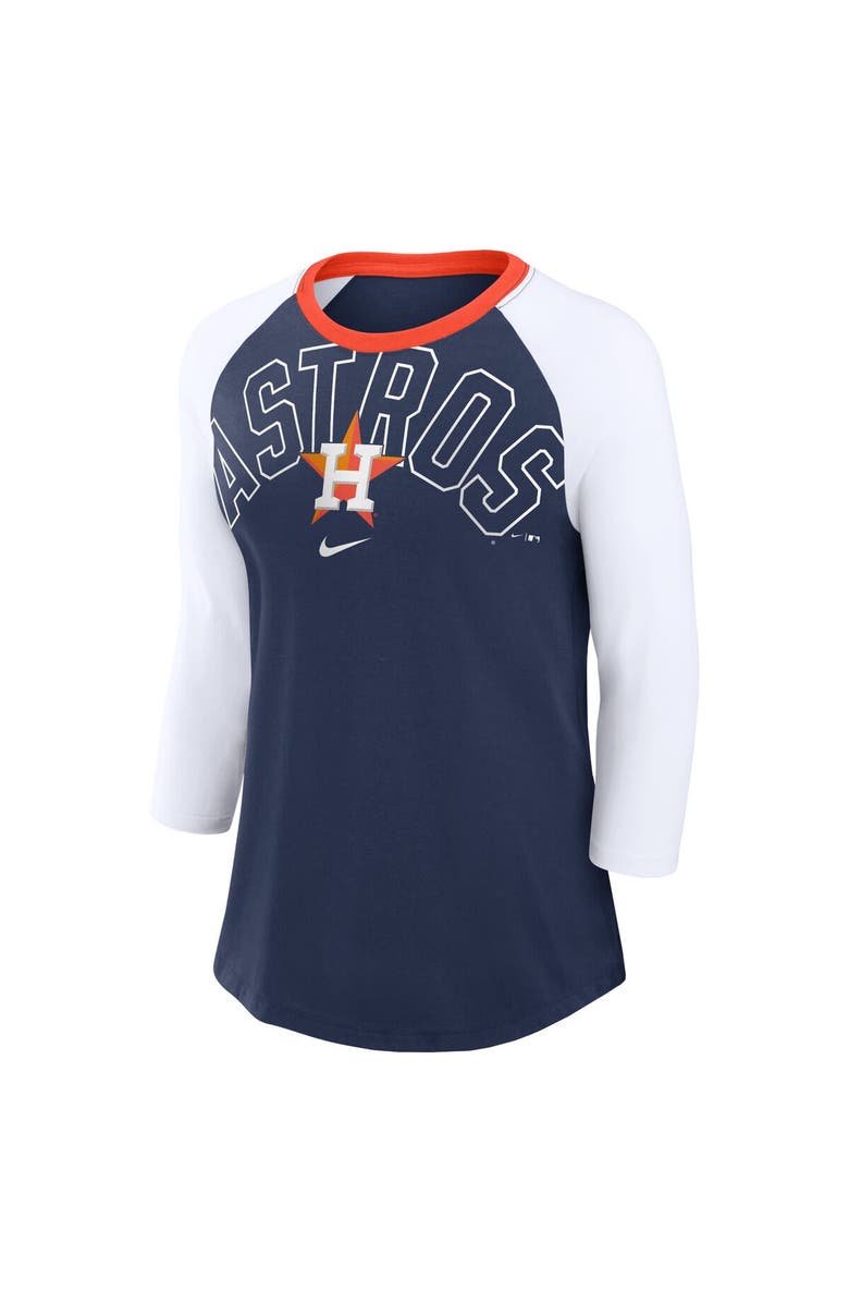 Nike Women's Nike Navy/White Houston Astros Knockout Arch 3/4-Sleeve Raglan Tri-Blend T-Shirt, Alternate, color, 