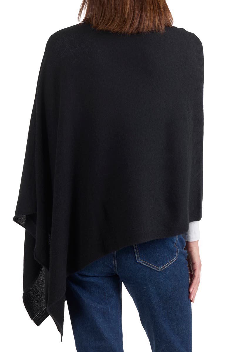 Amicale Asymmetrical Hem Cashmere Poncho, Alternate, color, Black