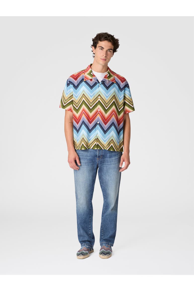 Bowling Shirt In Viscose With Macro Zigzag Print, Alternate, color, Multicoloured