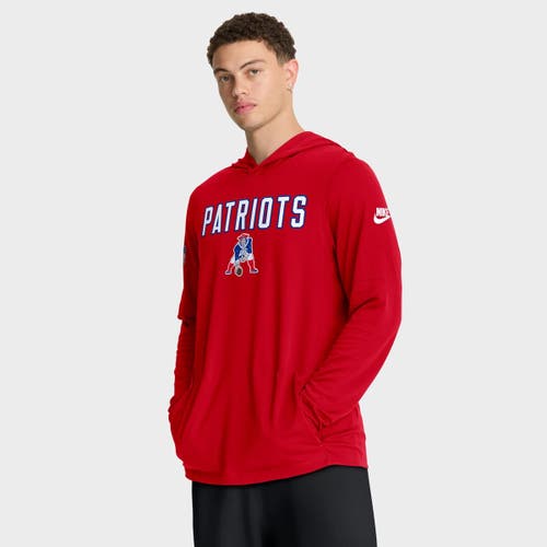 Nike Red New England Patriots Alt Pack Pass Accuracy Performance Long Sleeve Hoodie T-shirt In Red