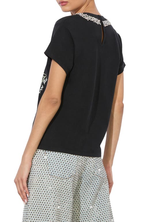 Alice And Olivia Atlas Embellished Tee In Black
