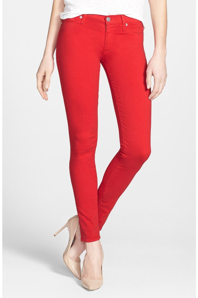 Mid Rise Skinny Jeans, Main, color, RED
