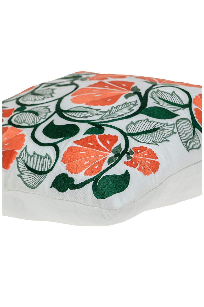 Floral Embroidered Accent Pillow, Alternate, color, WHITE