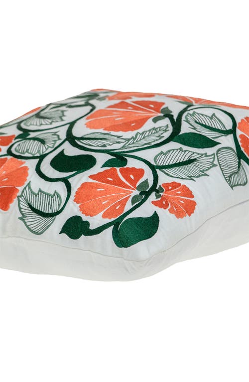 Parkland Collection Floral Embroidered Accent Pillow In White
