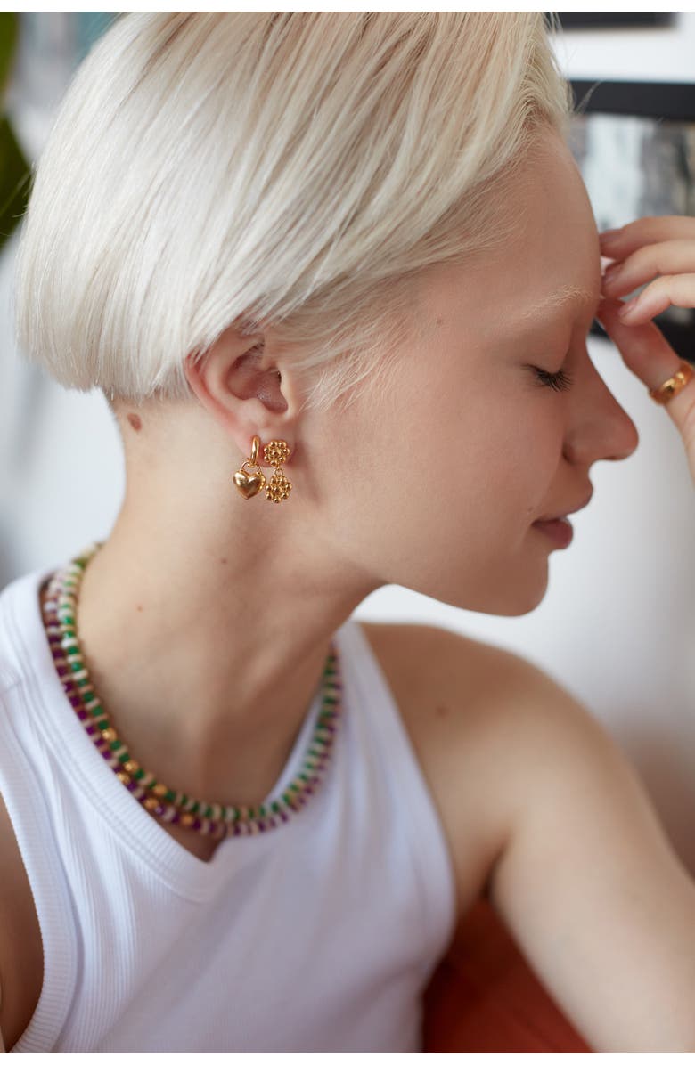 Ottoman Hands Niko Heart Huggie Earrings, Alternate, color, 