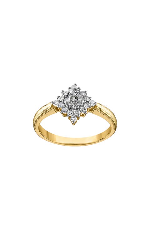 14K Gold Plated Sterling Silver Diamond Ring - 0.33ct.
