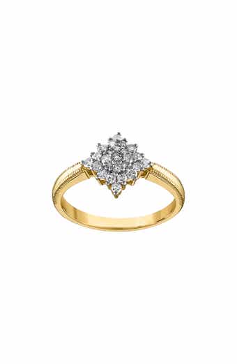 FZN 14K Gold Plated Sterling Silver Diamond Ring - 0.33ct.