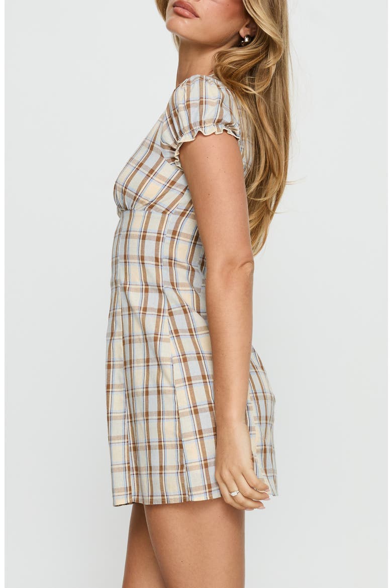 Mystee Check Cotton Skirted Romper, Alternate, color, BLUE CHECK