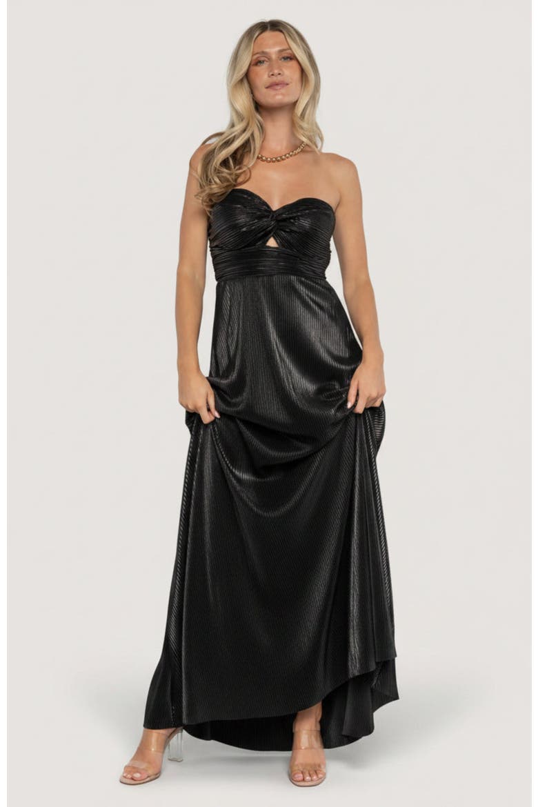 Seraphine Pleated Strapless Gown, Main, color, Black