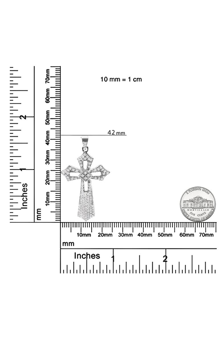 Haus of Brilliance Silver 1.00 Cttw Diamond Fleur De Lis Cross 18" Pendant Necklace, Alternate, color, White